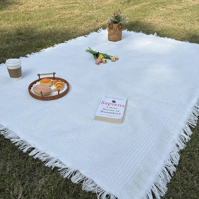 Fringed Cotton Picnic Blanket