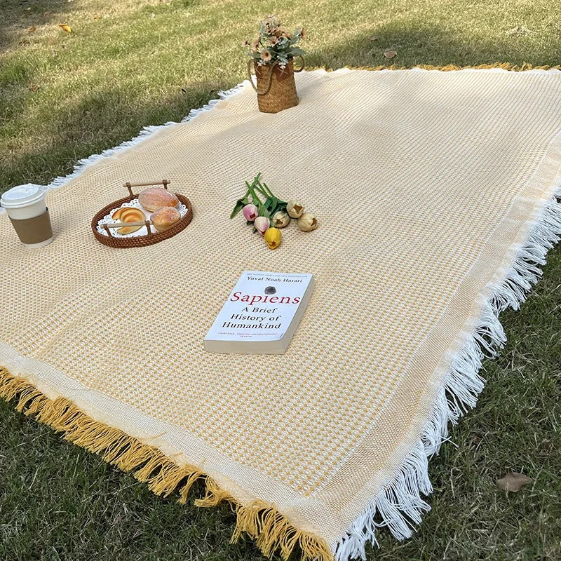 Fringed Cotton Picnic Blanket