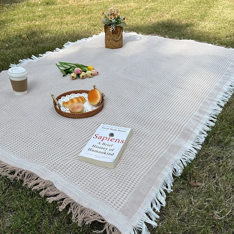 Fringed Cotton Picnic Blanket