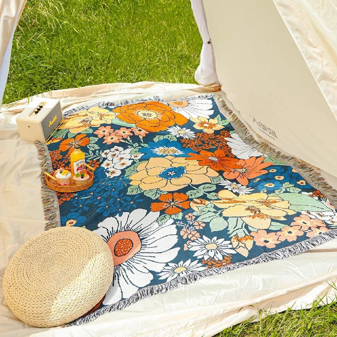 Floral Woven Picnic Blanket