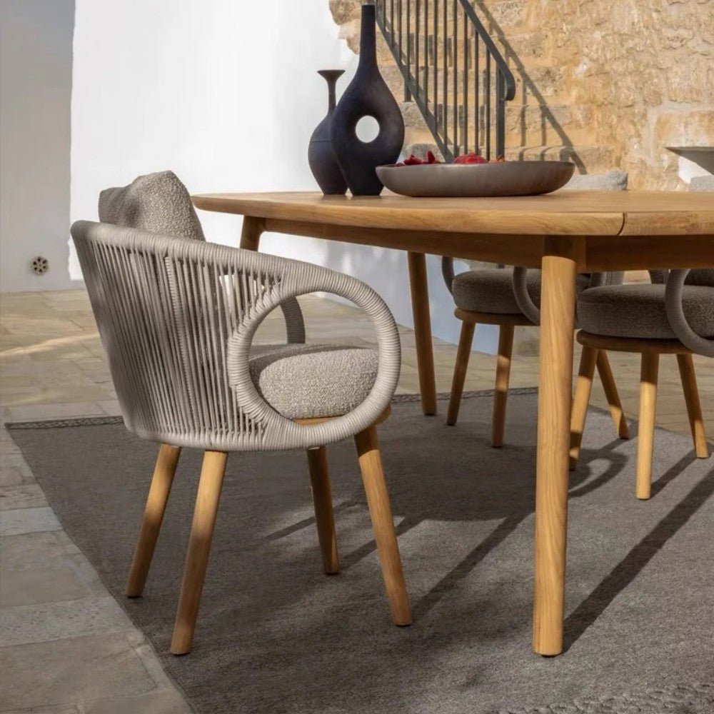 Modern Outdoor Dining Chair with Rope-Woven Design