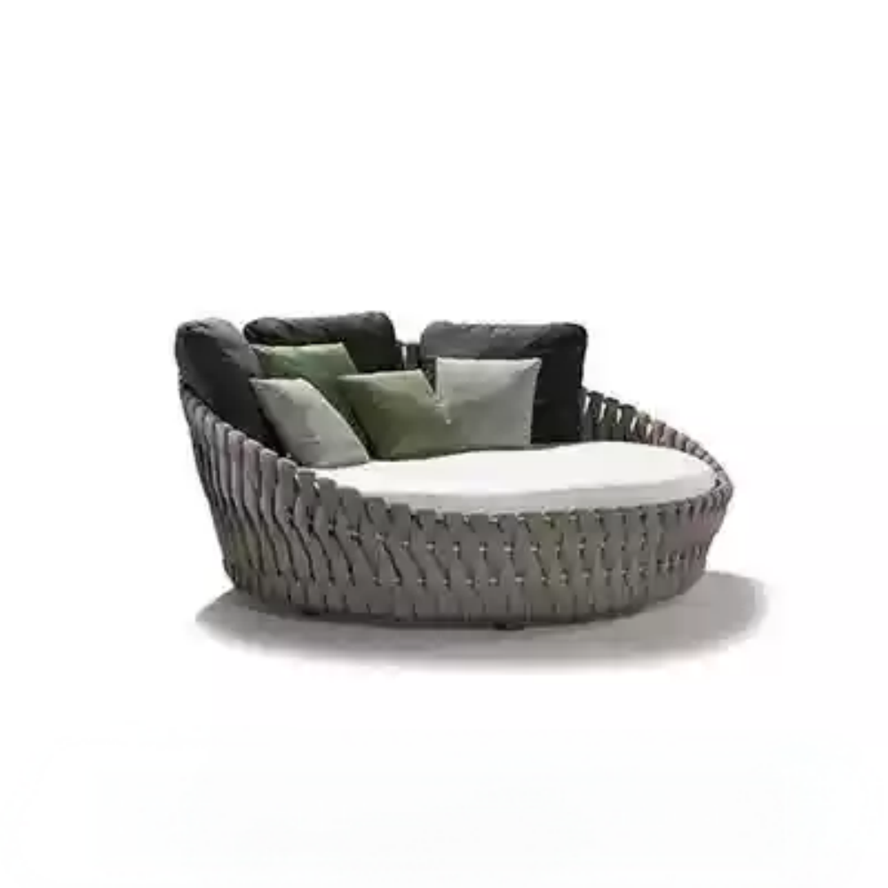 Modern Outdoor Daybed with Woven Frame and Cushions