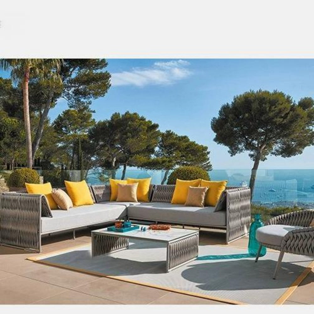 5-Piece Outdoor Woven Rope Sectional Sofa Set