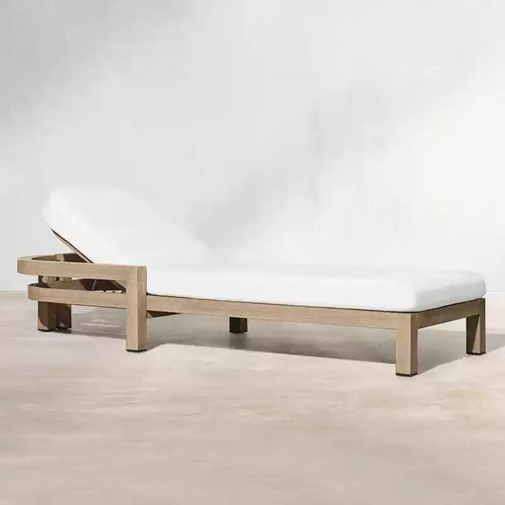 Modern Outdoor Teak Chaise Lounge Chair