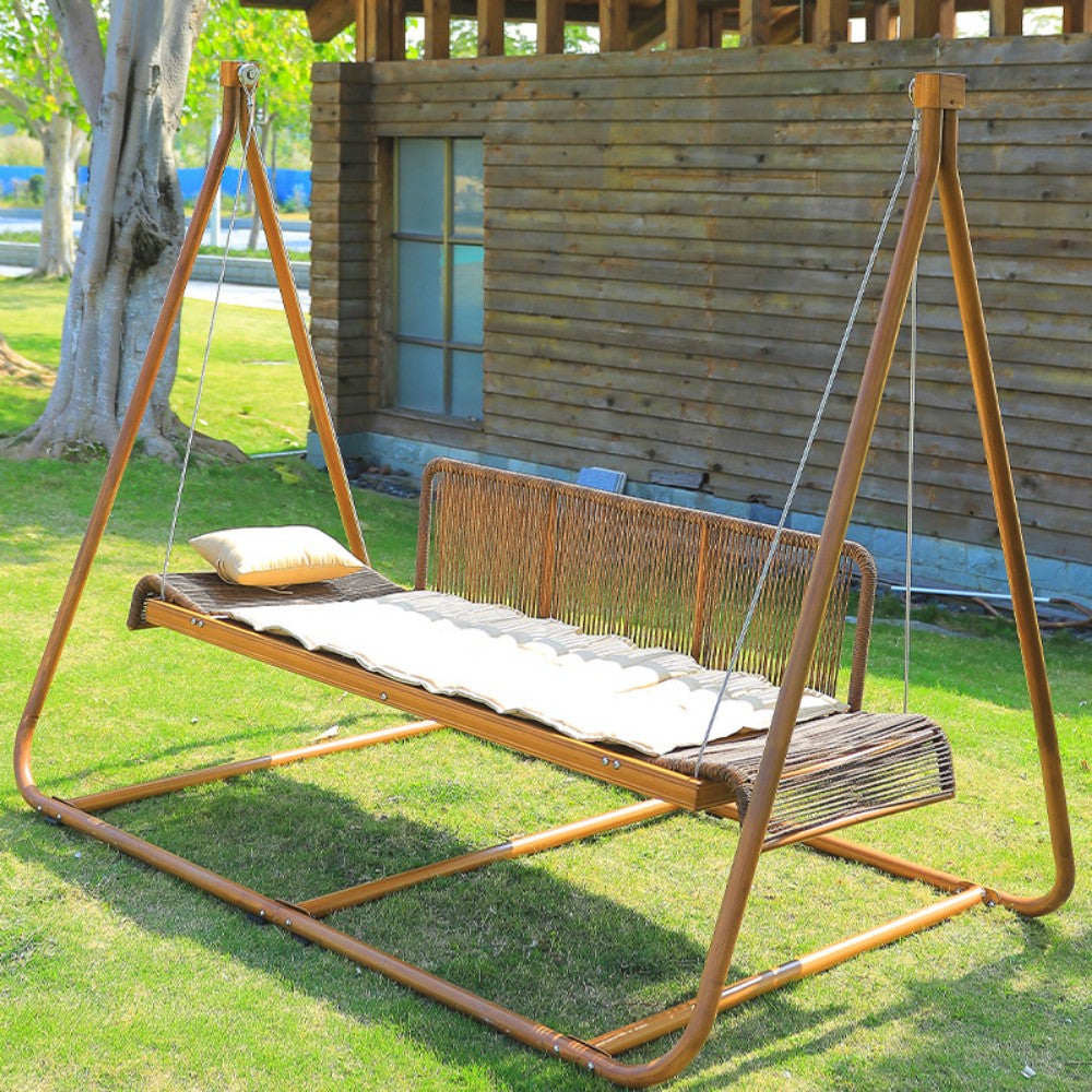 Outdoor Wood & Rope Swing Bed