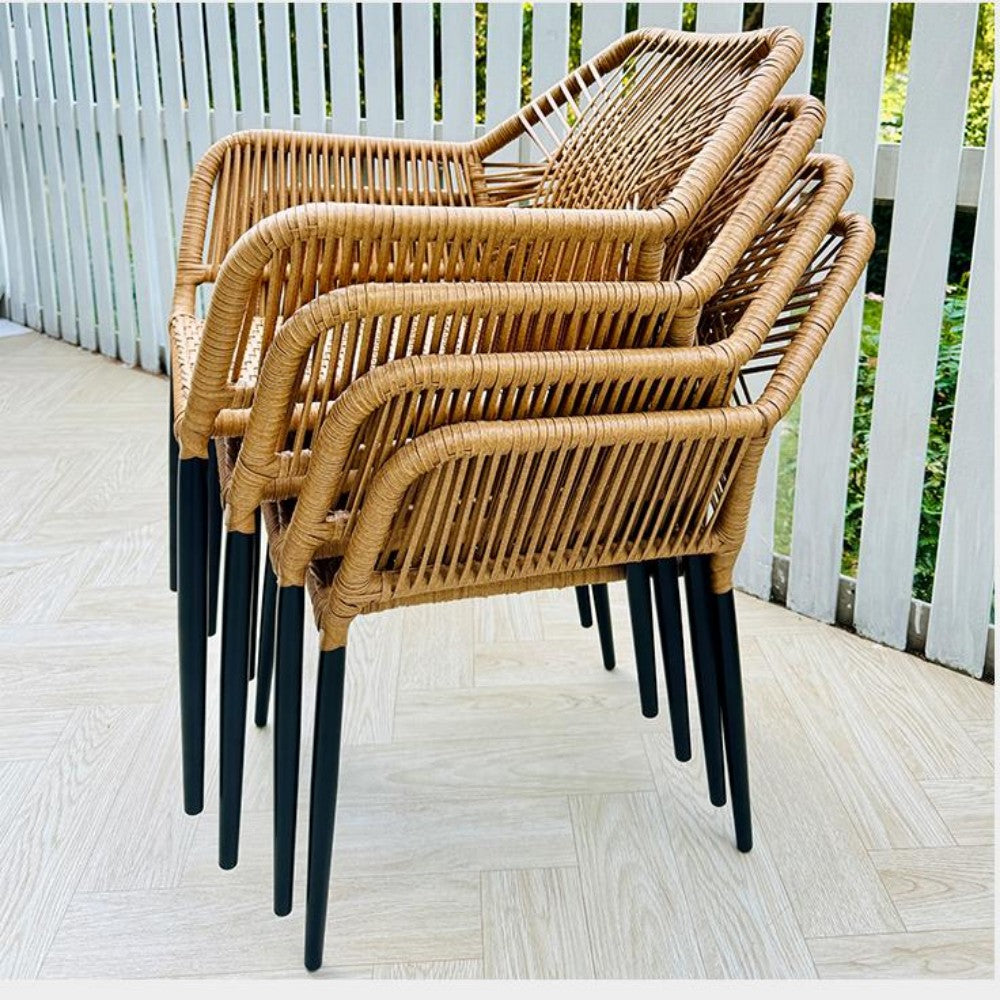 Set of Stackable Wicker Dining Chairs