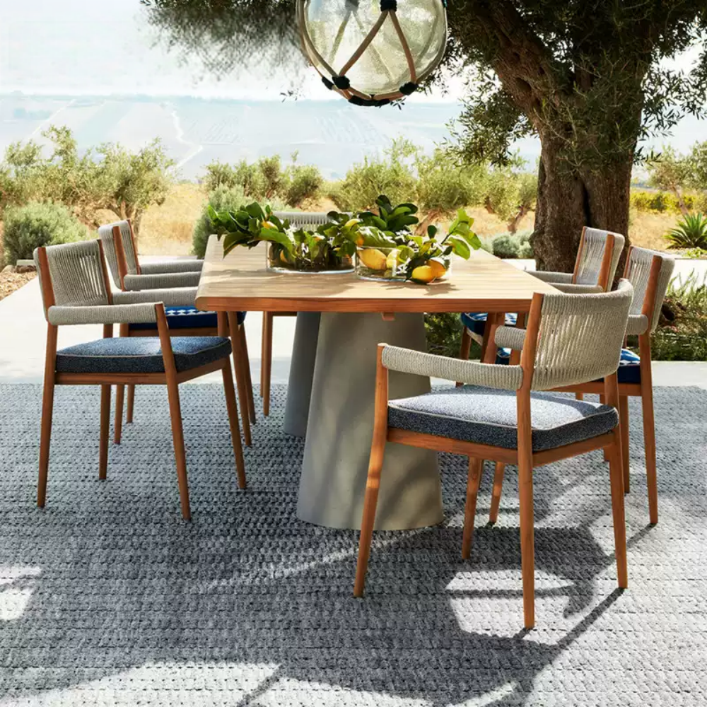 6-Piece Outdoor Dining Set with Rope Accents and Wood Detailing