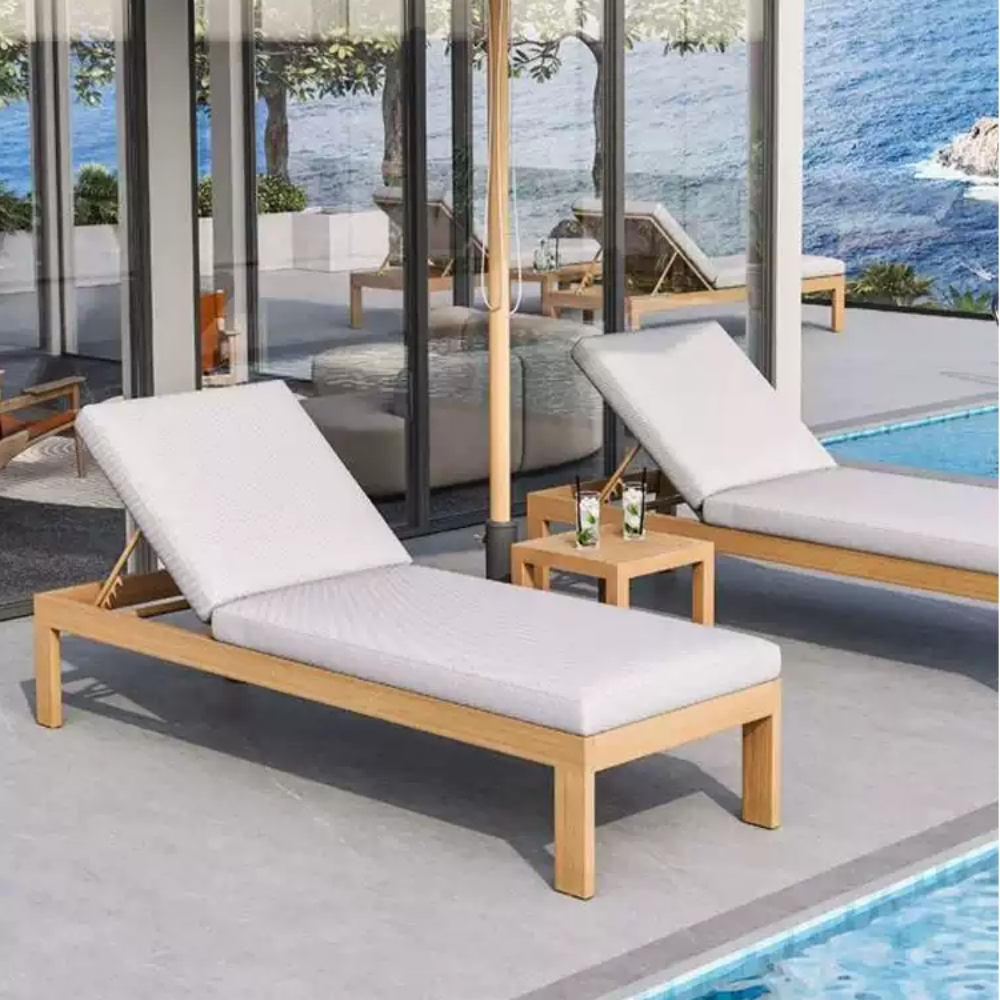 Luxury Poolside Chaise Lounge Set with Adjustable Umbrella
