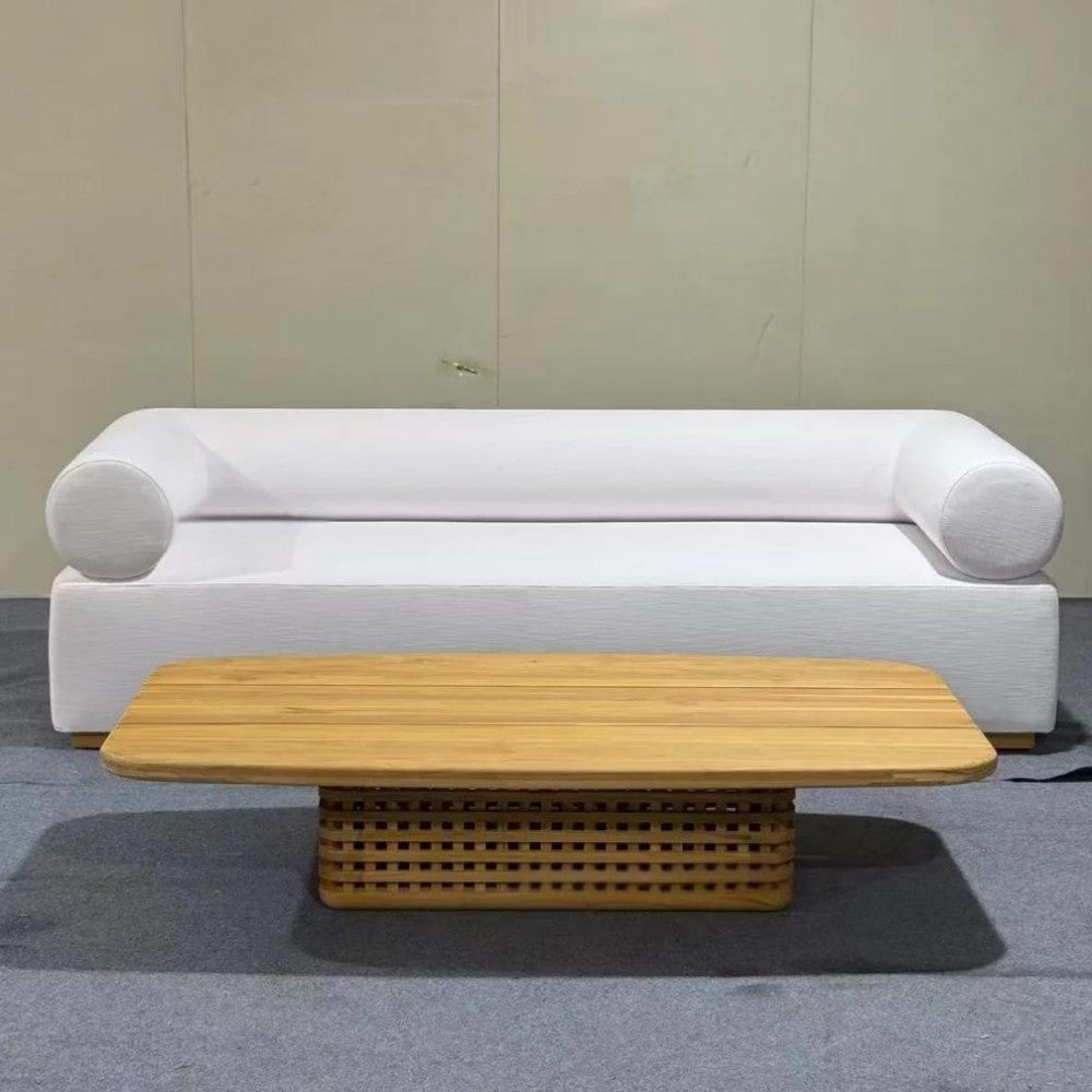Sleek Wooden Sofa with Matching Coffee Table
