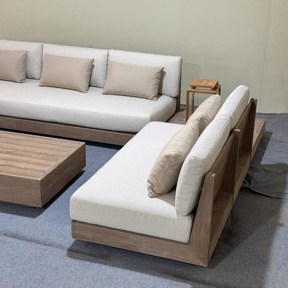 Modular Outdoor Sofa Set with Wooden Base