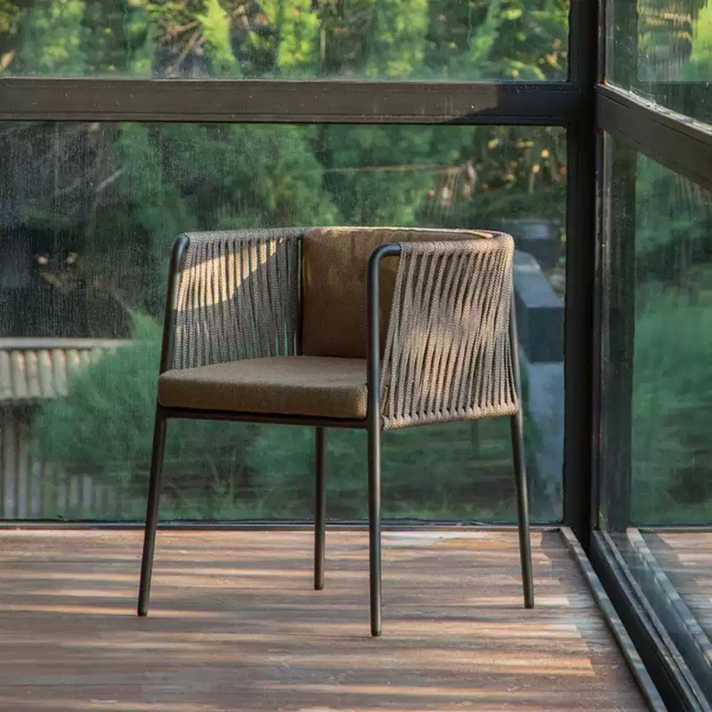 Contemporary Rope-Wrapped Armchair with Metal Frame