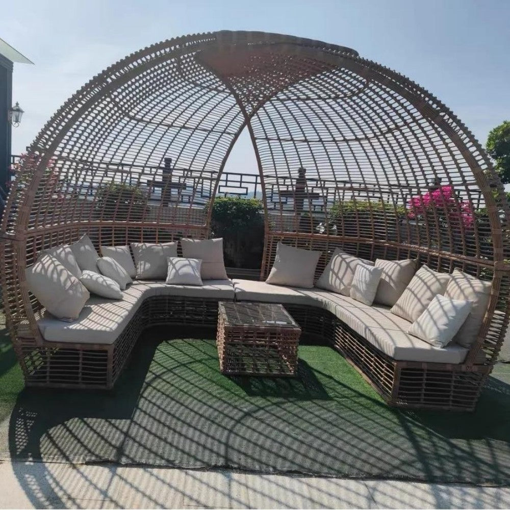 Luxury Outdoor Wicker Canopy Lounge Set