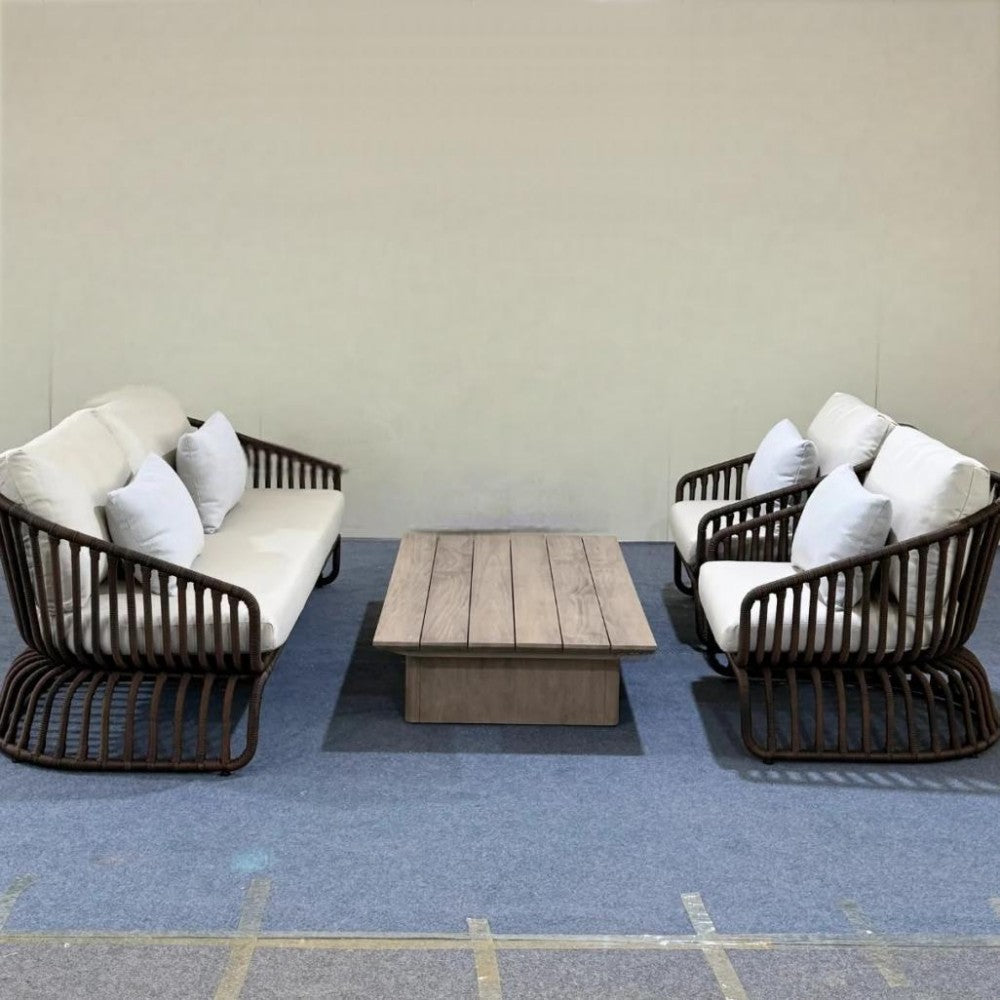 4-Piece Wicker Outdoor Seating Set with Sofa, Chairs, and Coffee Table