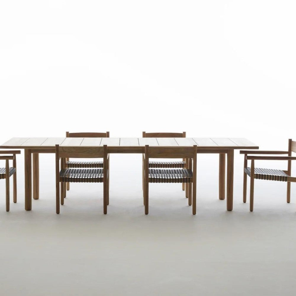 Natural 7-Piece Poolside Dining Set with Woven Chairs