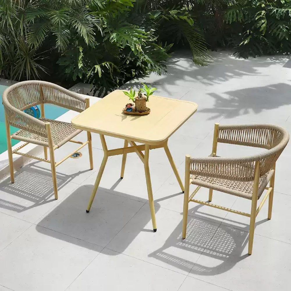 2-Piece Wooden Bistro Set with Woven Chairs