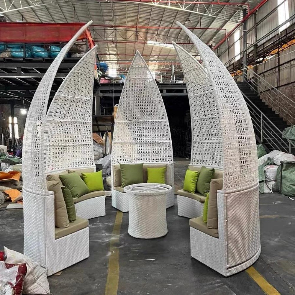 4-Piece Outdoor Wicker Canopy Lounge Set