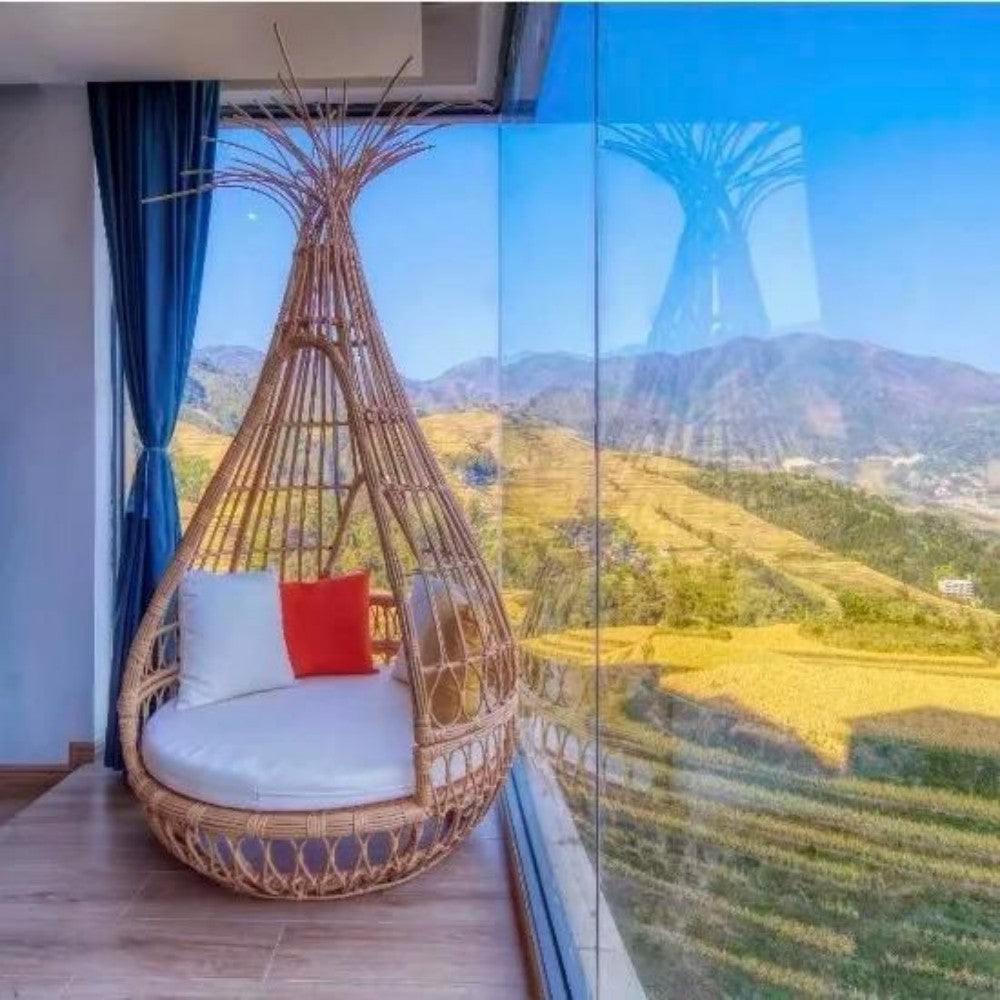 Wicker Hanging Egg Chair with Cushions