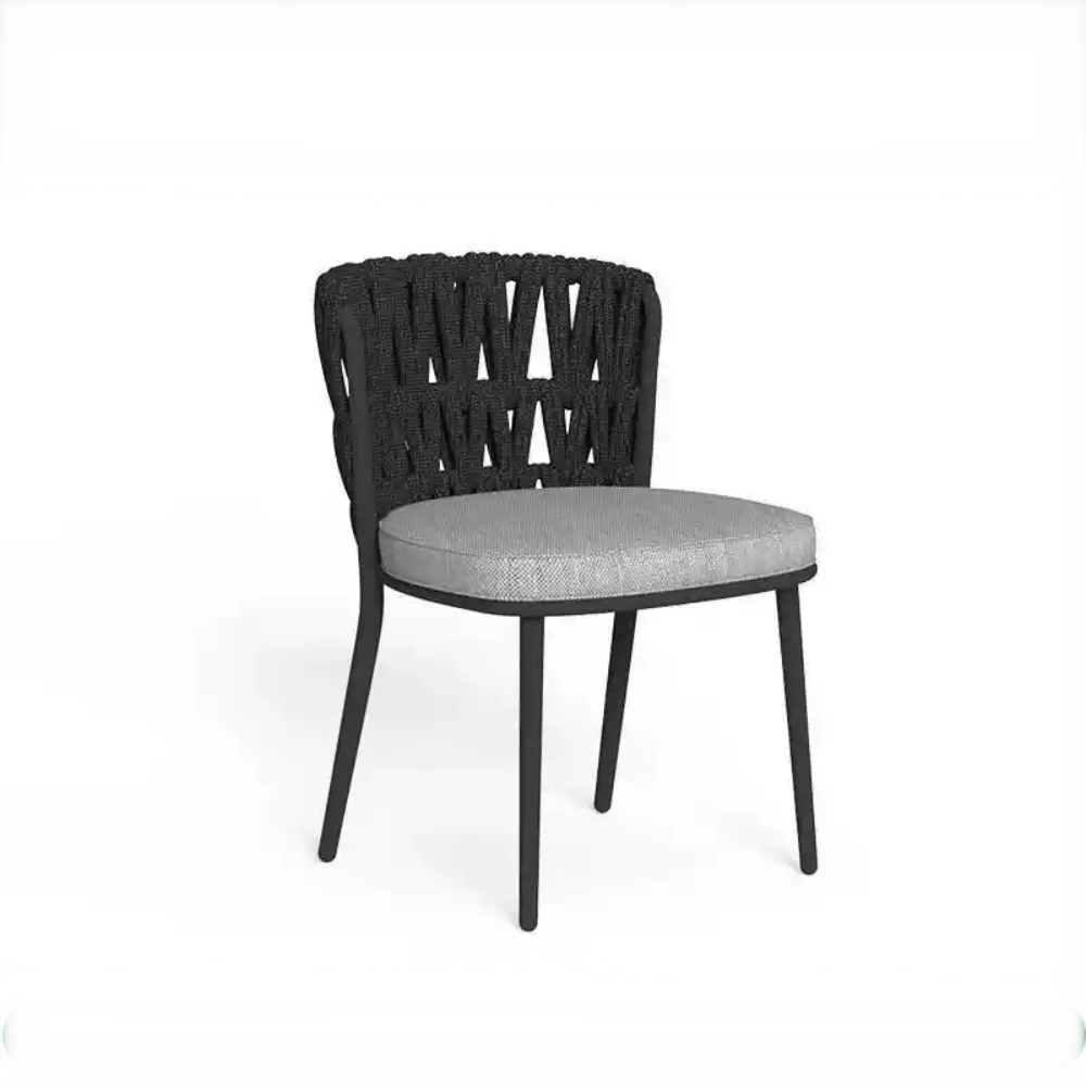 Black Rope Dining Chair with Cushion