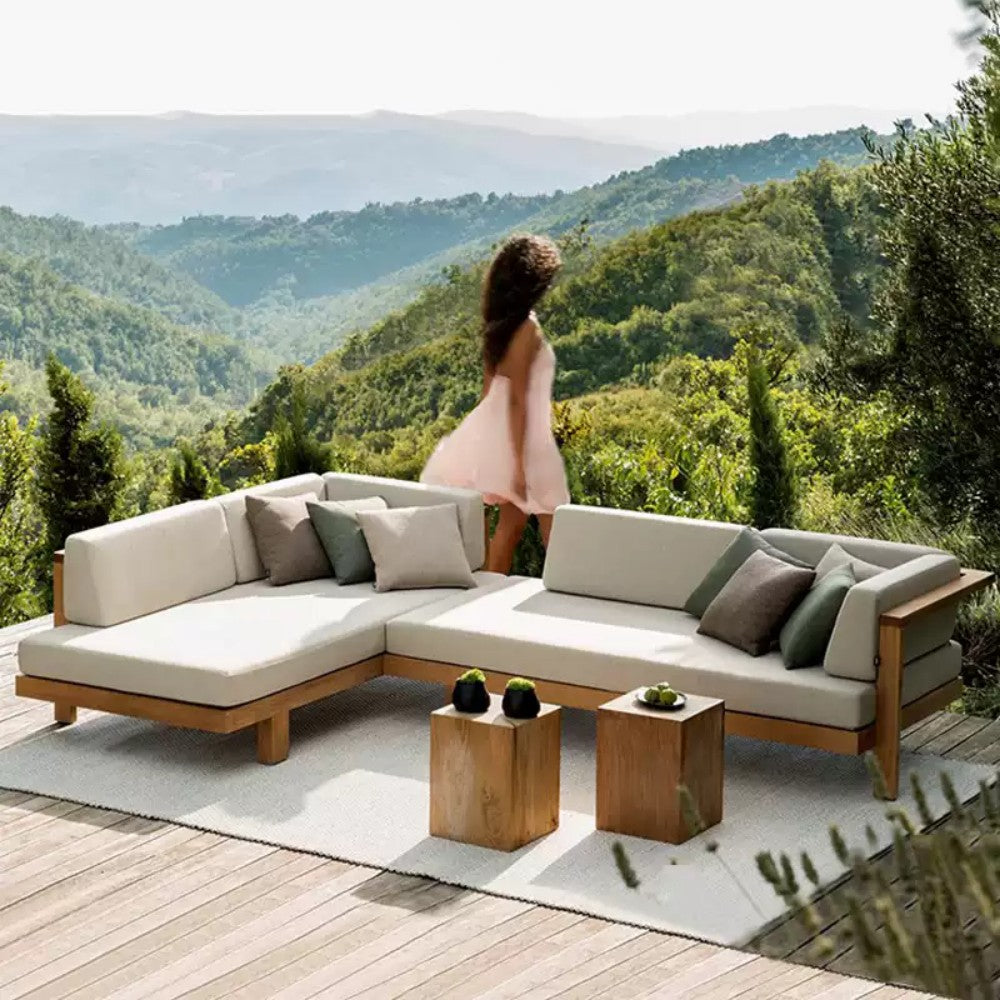 L-Shaped Outdoor Sectional Sofa with Cushions