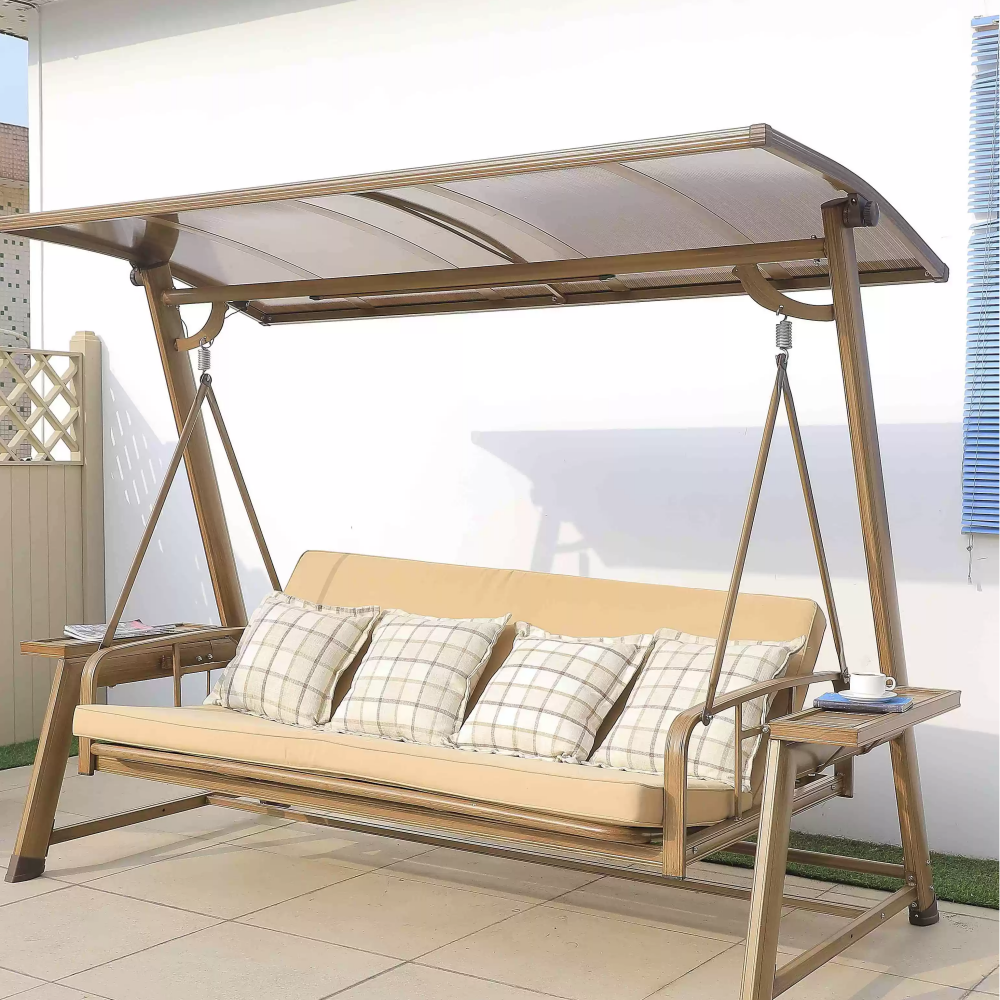 3-Person Patio Swing with Canopy and Cushions
