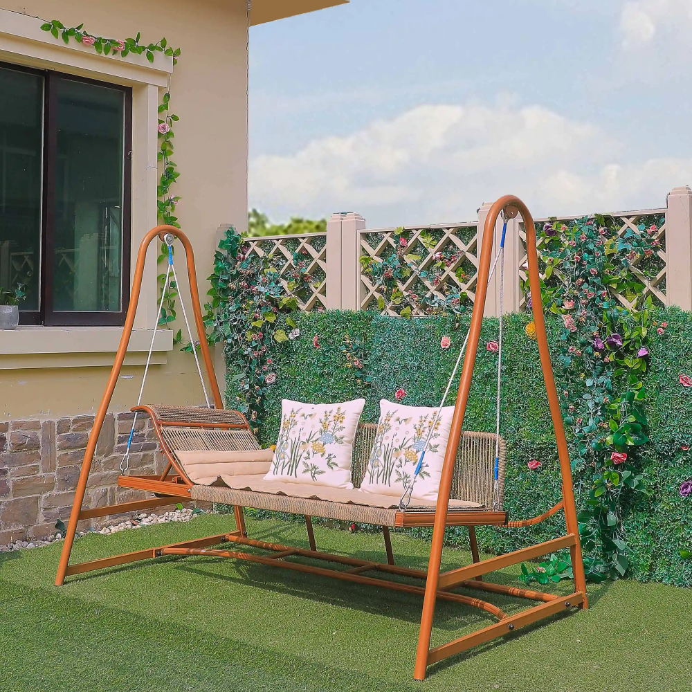 Woven Outdoor Garden Swing with Cushions