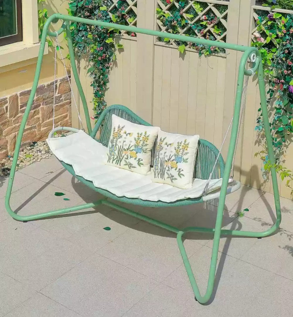 Green Outdoor Swing Daybed with Cushions