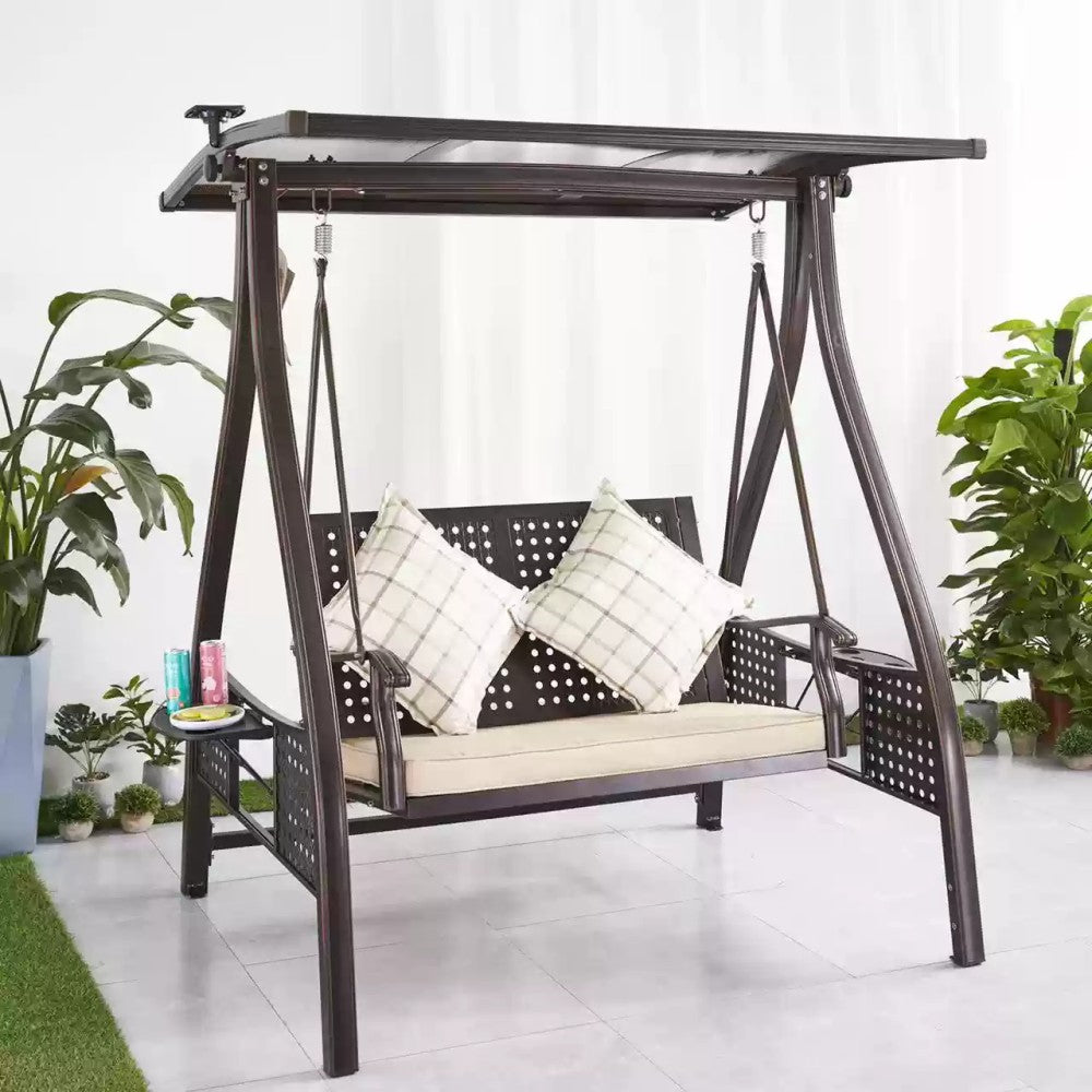 Metal Outdoor Swing with Adjustable Canopy