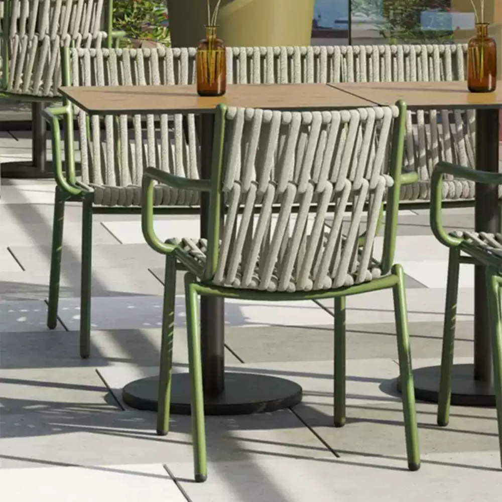Green Rope Dining Chair with Armrests