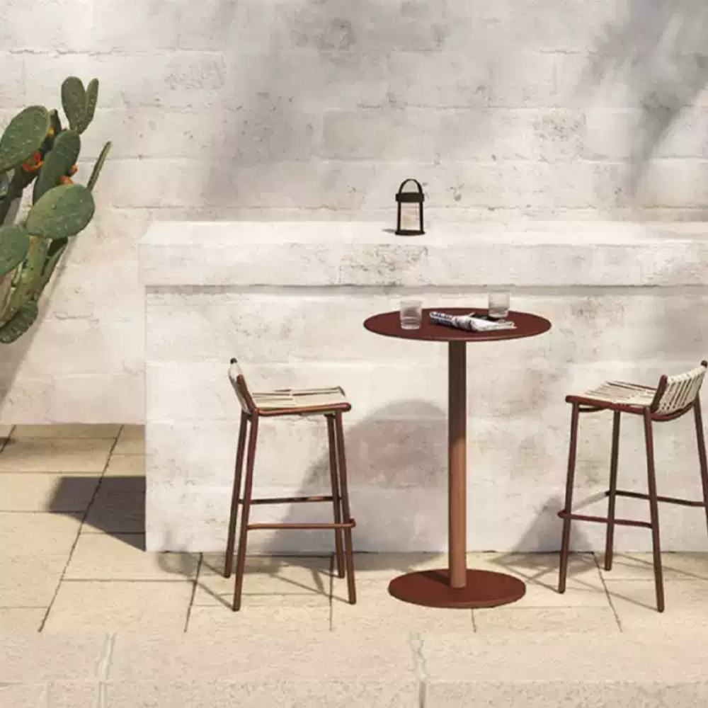 3-Piece Bistro Table Set with Rope Bar Stools