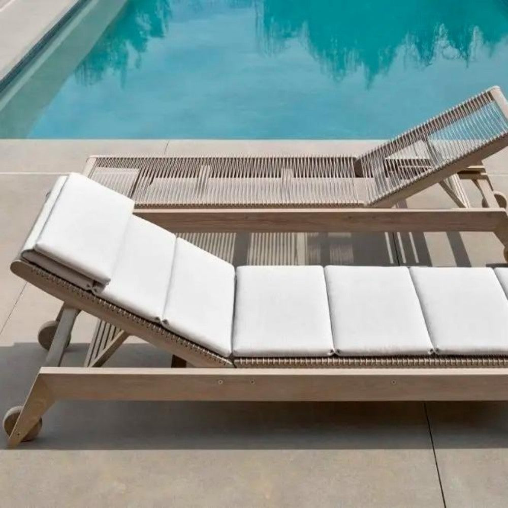 Luxury Outdoor Teak Chaise Lounge