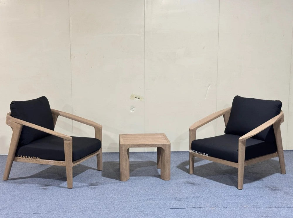 Modern Outdoor Lounge Set Of 2 Teak Armchairs
