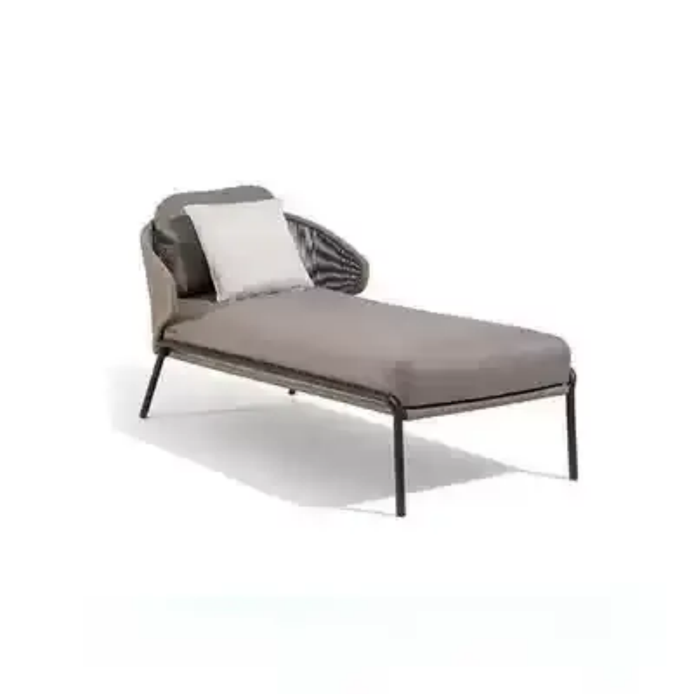 Modern Outdoor Chaise Lounge with Woven Backrest
