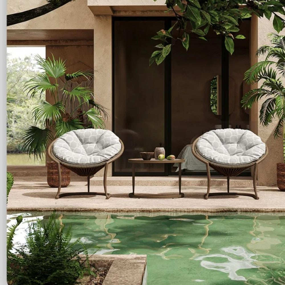 3-Piece Outdoor Papasan Chair Set