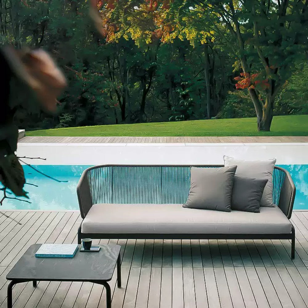 Modern Outdoor Rope-Woven Loveseat