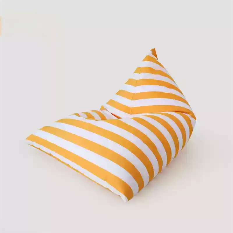 Yellow and White Striped Lounger Bean Bag