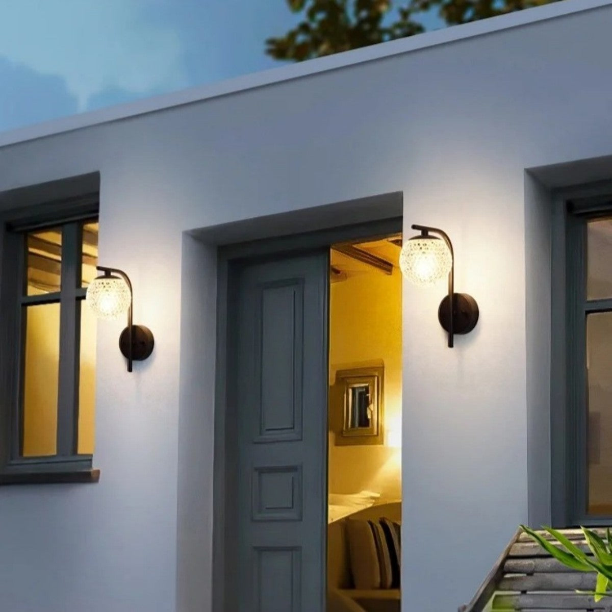 Crystal Globe Outdoor Wall Light