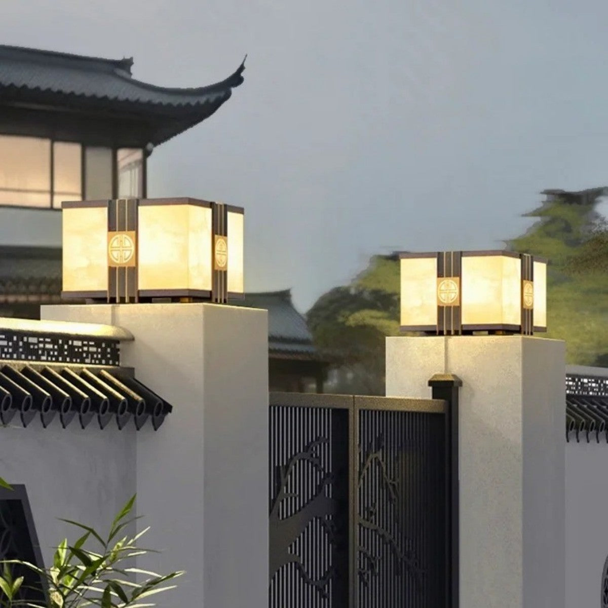 Asian-Inspired Pillar Lantern