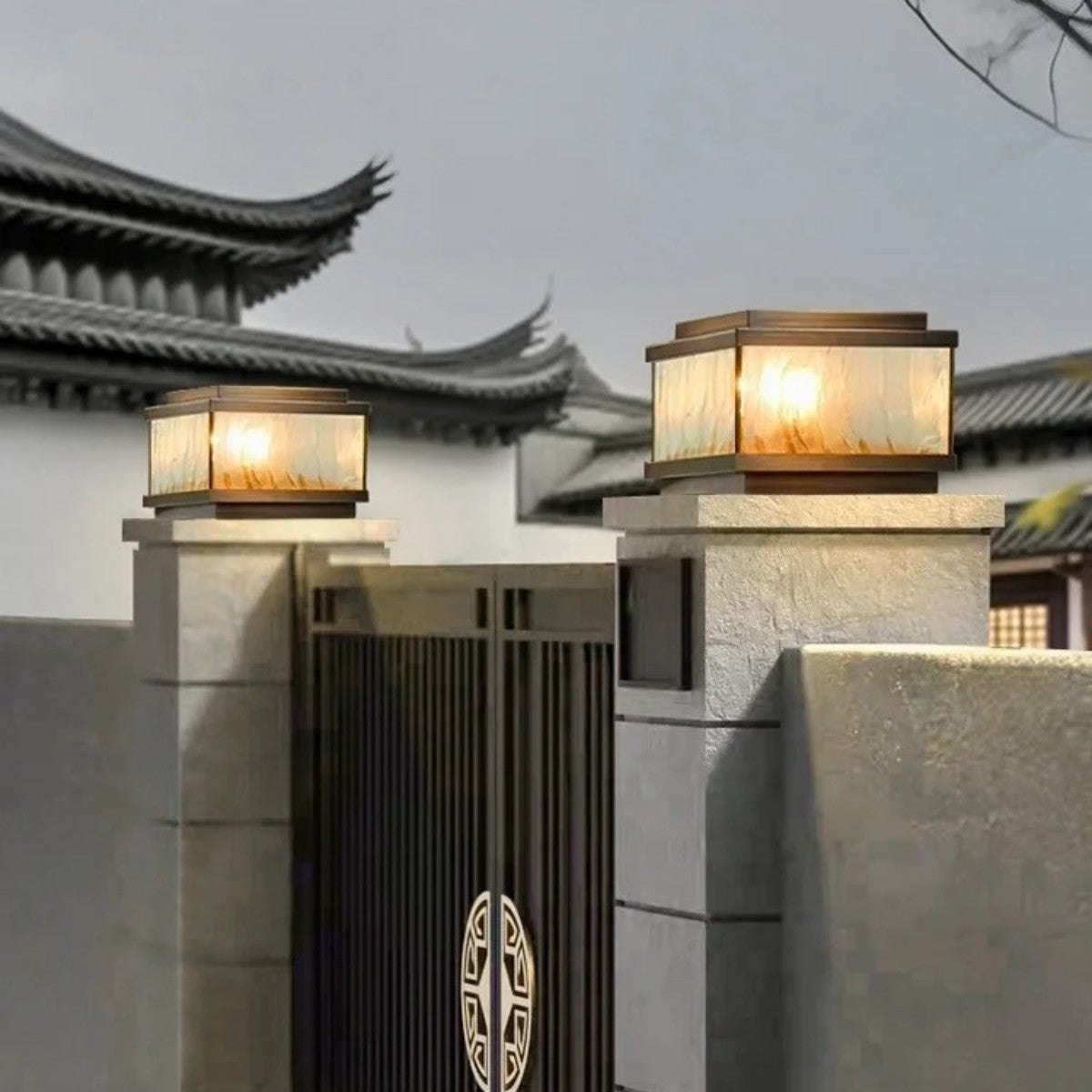 Frosted Glass Pillar Lantern