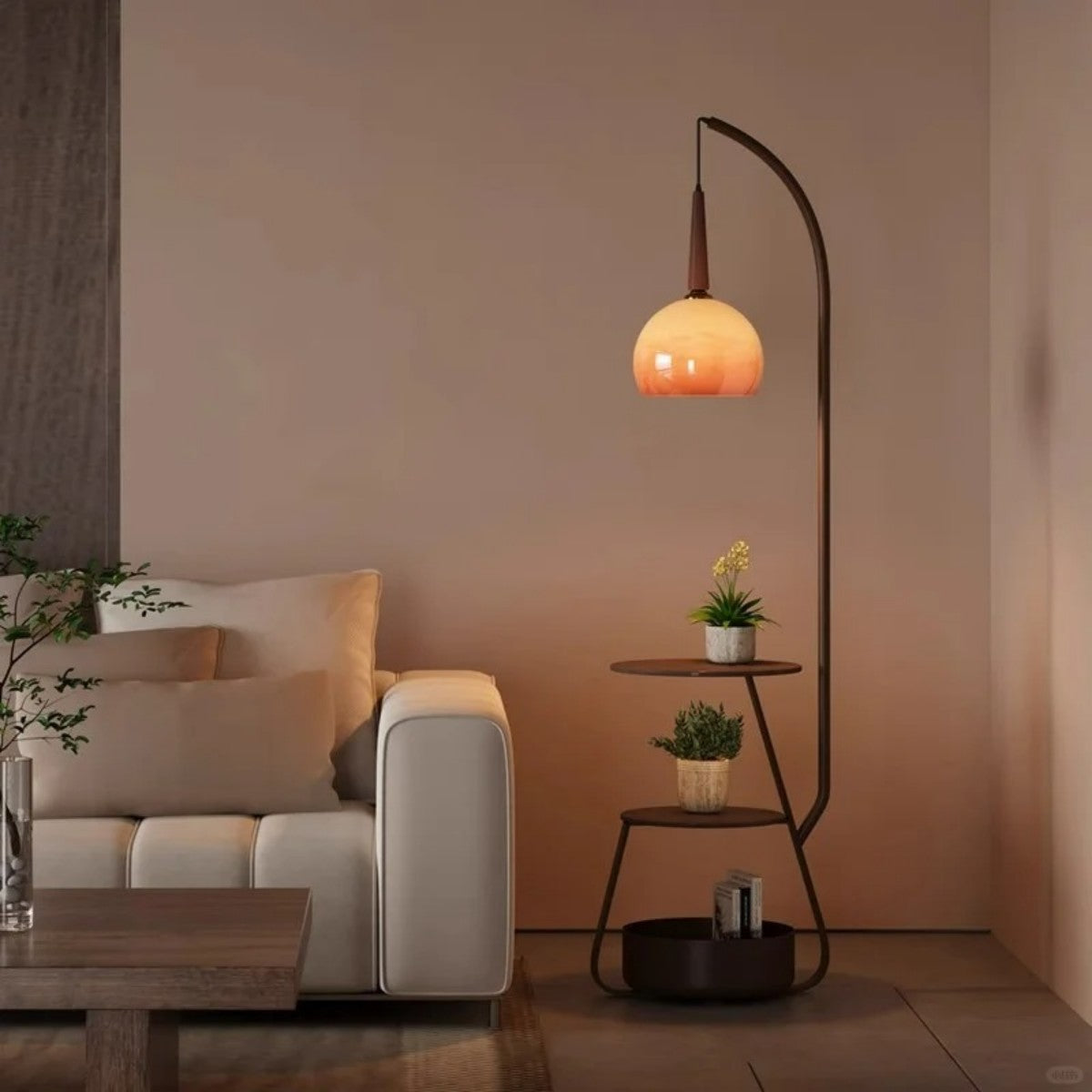 Modern Floor Lamp with Shelves