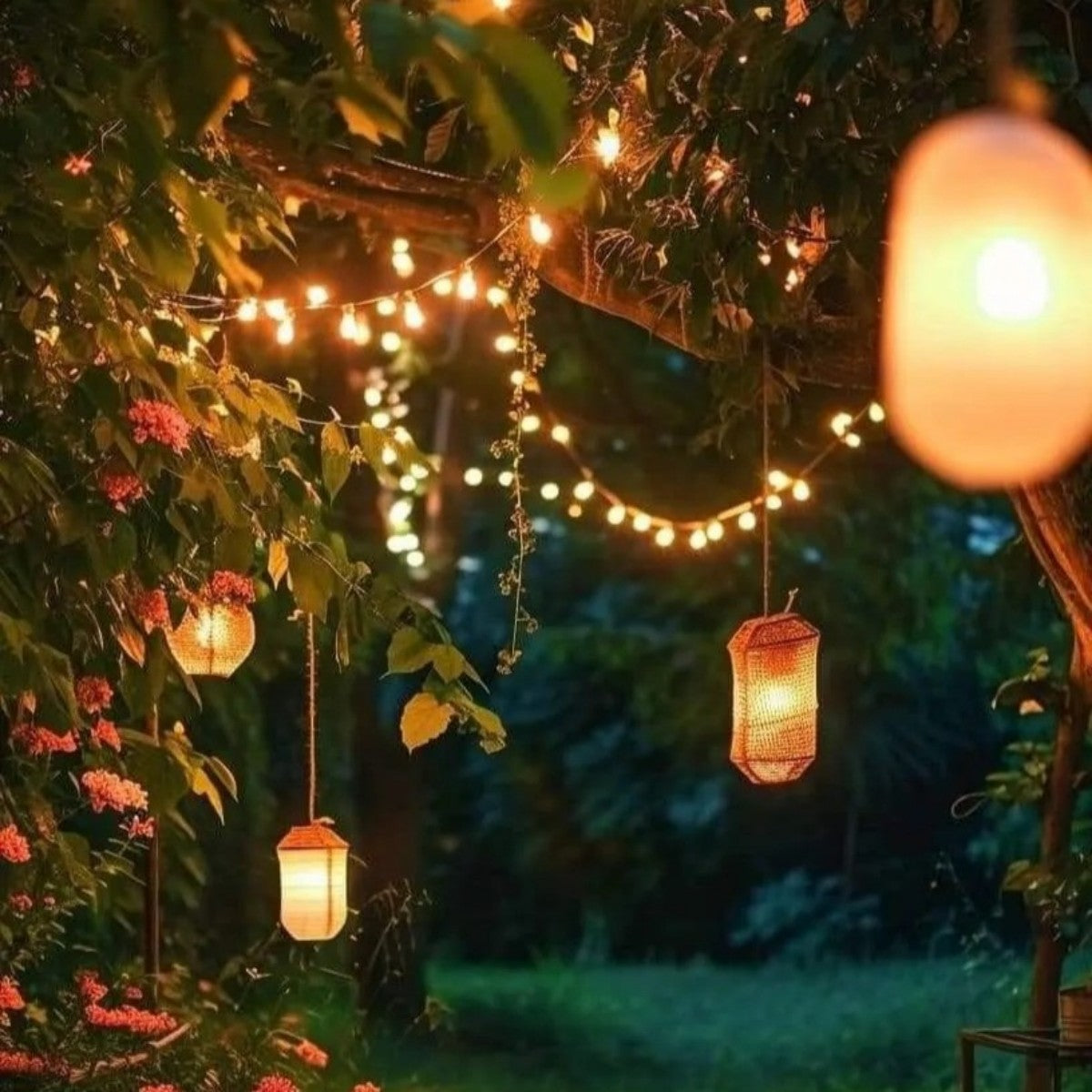 Rattan Lantern String Lights