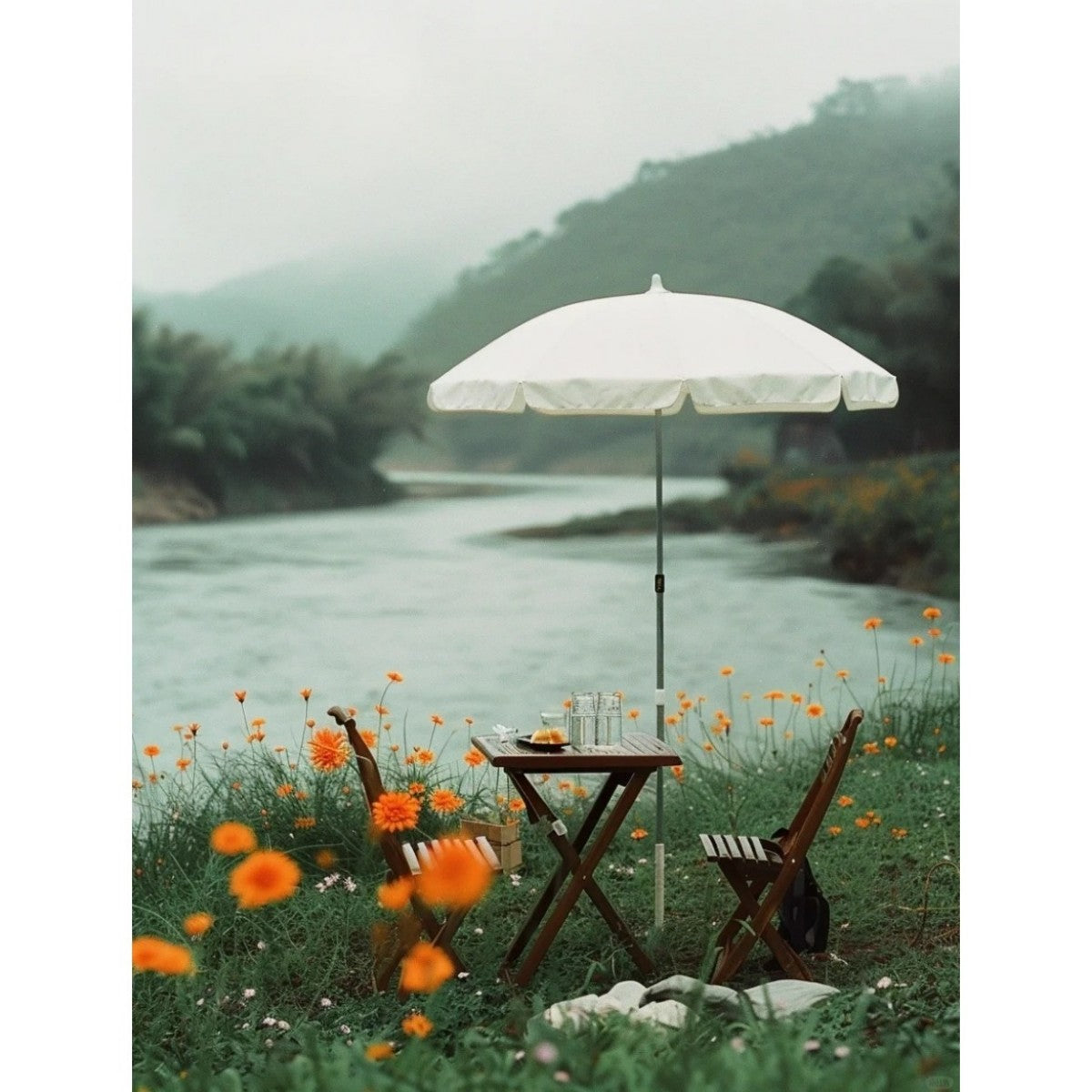 Portable 6FT Patio Umbrella with UV-Resistant Canopy