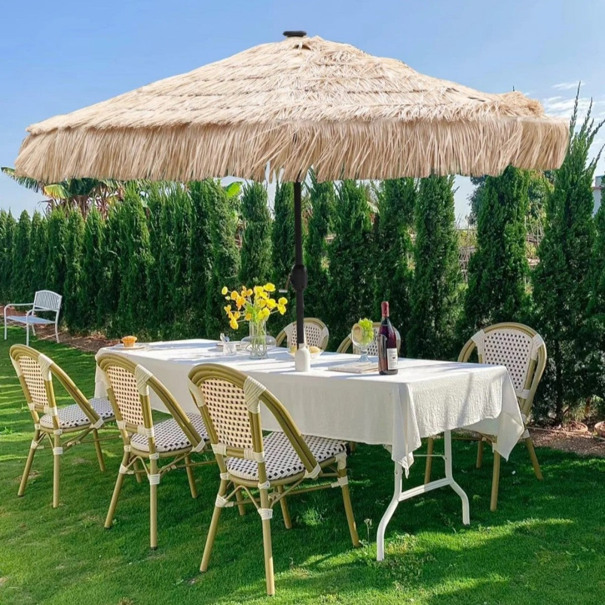 9FT Tiki Thatch Patio Umbrella with UV-Resistant Canopy