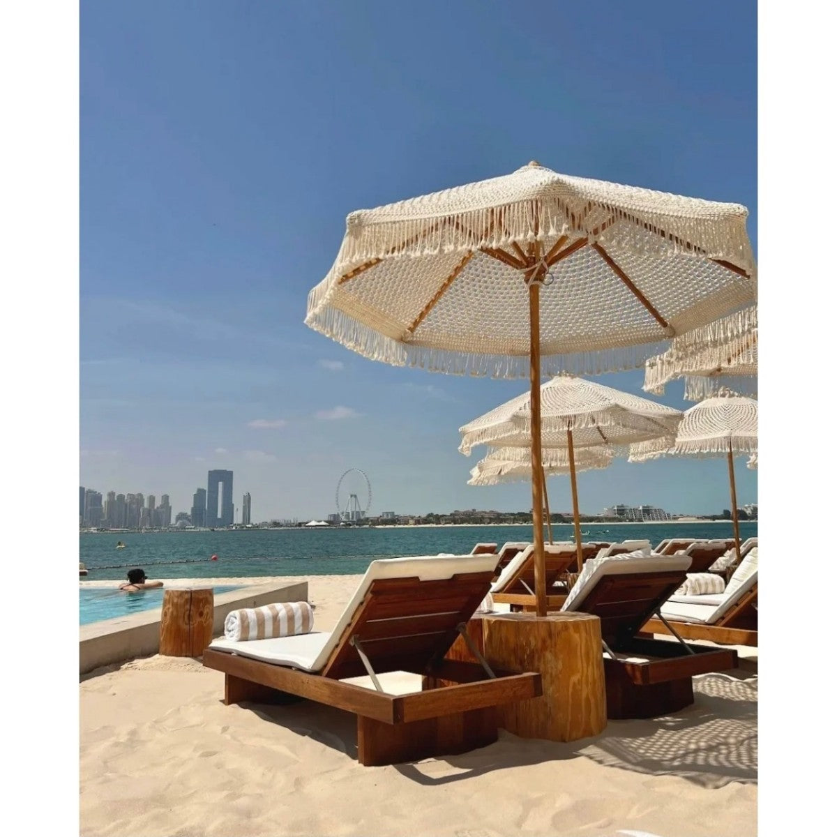 7FT Boho Fringe Beach Umbrella