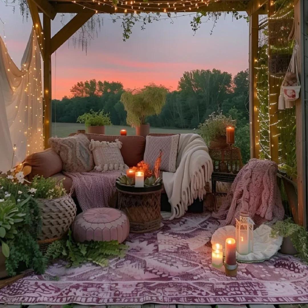 Cozy Outdoor Boho Lounge Setup