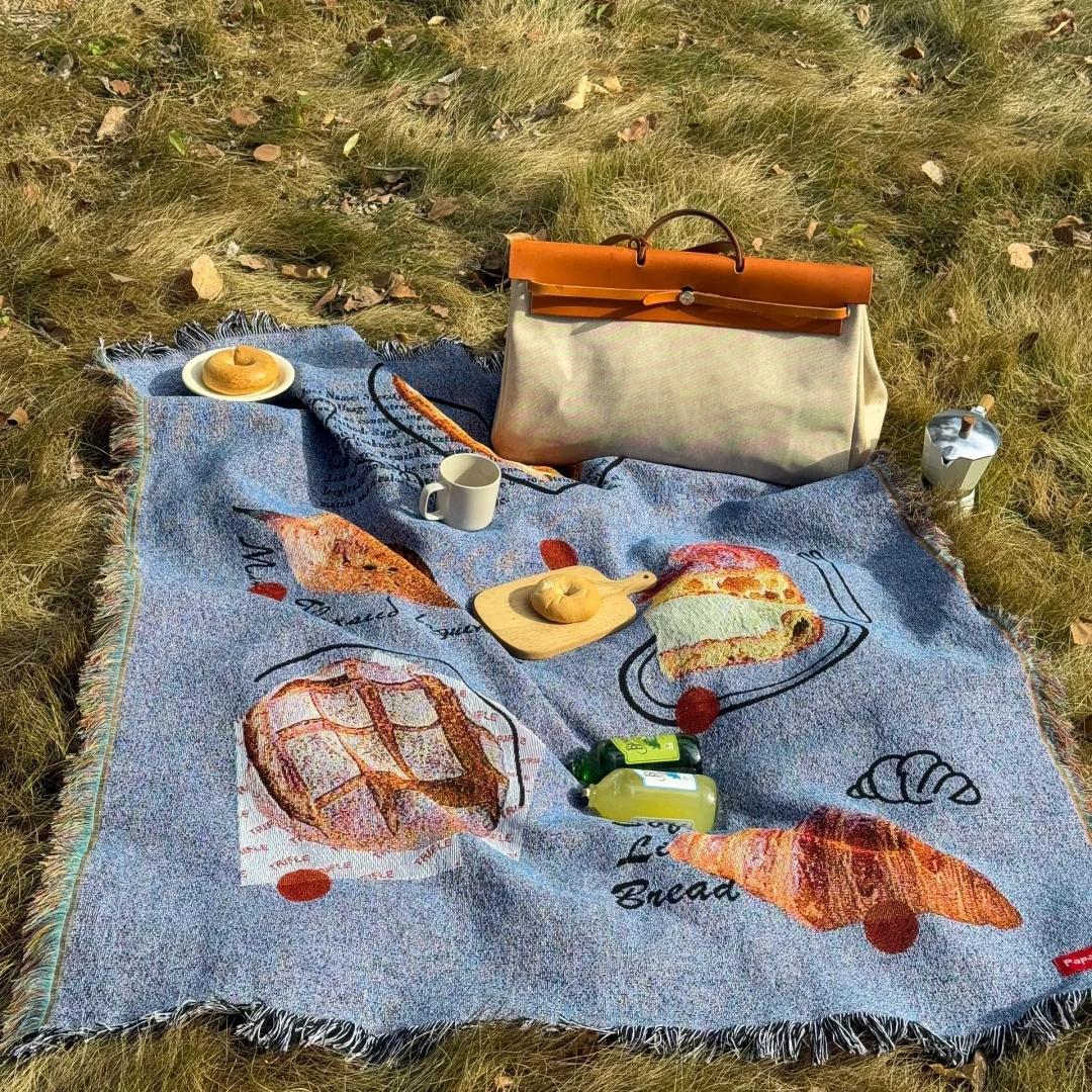 Artistic Bread-Themed Picnic Blanket