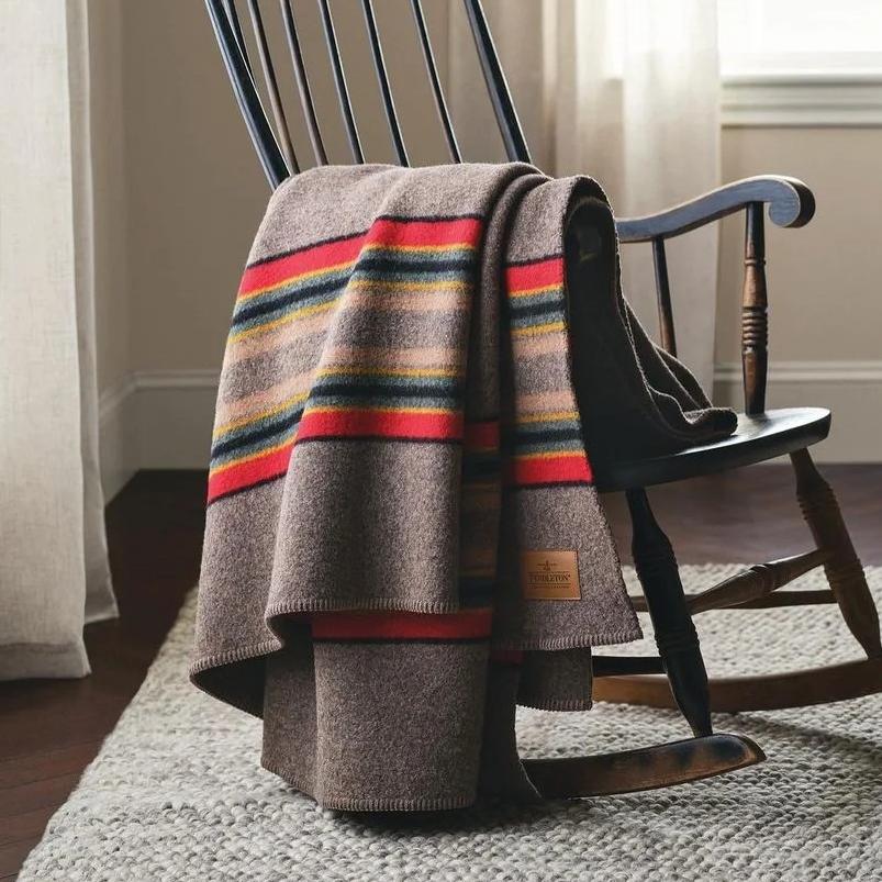 Classic Wool Blanket with Southwestern Stripes
