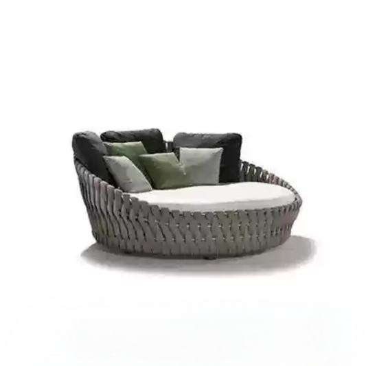 Modern Outdoor Daybed with Woven Frame and Cushions