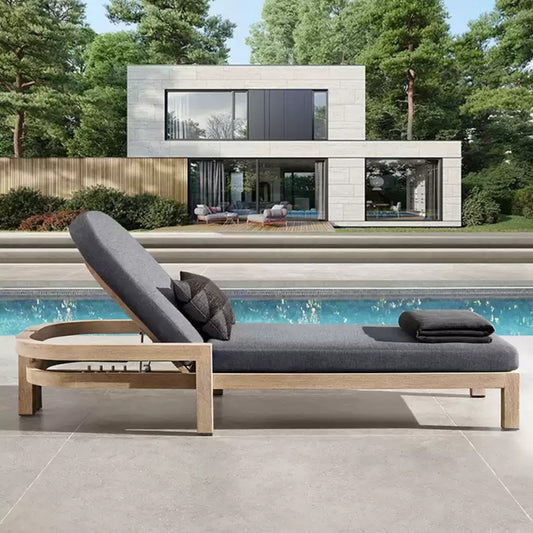 Luxury Outdoor Teak Chaise Lounge Chair