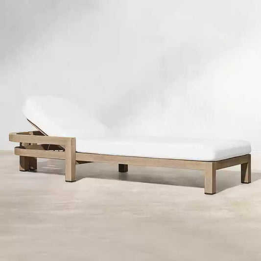 Modern Outdoor Teak Chaise Lounge Chair