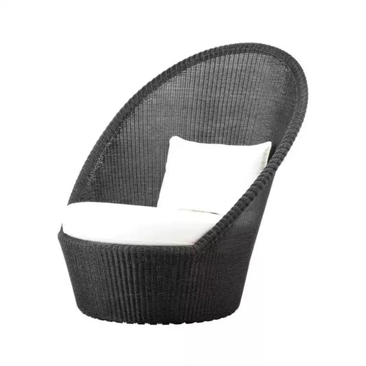 Modern High-Back Wicker Lounge Chair